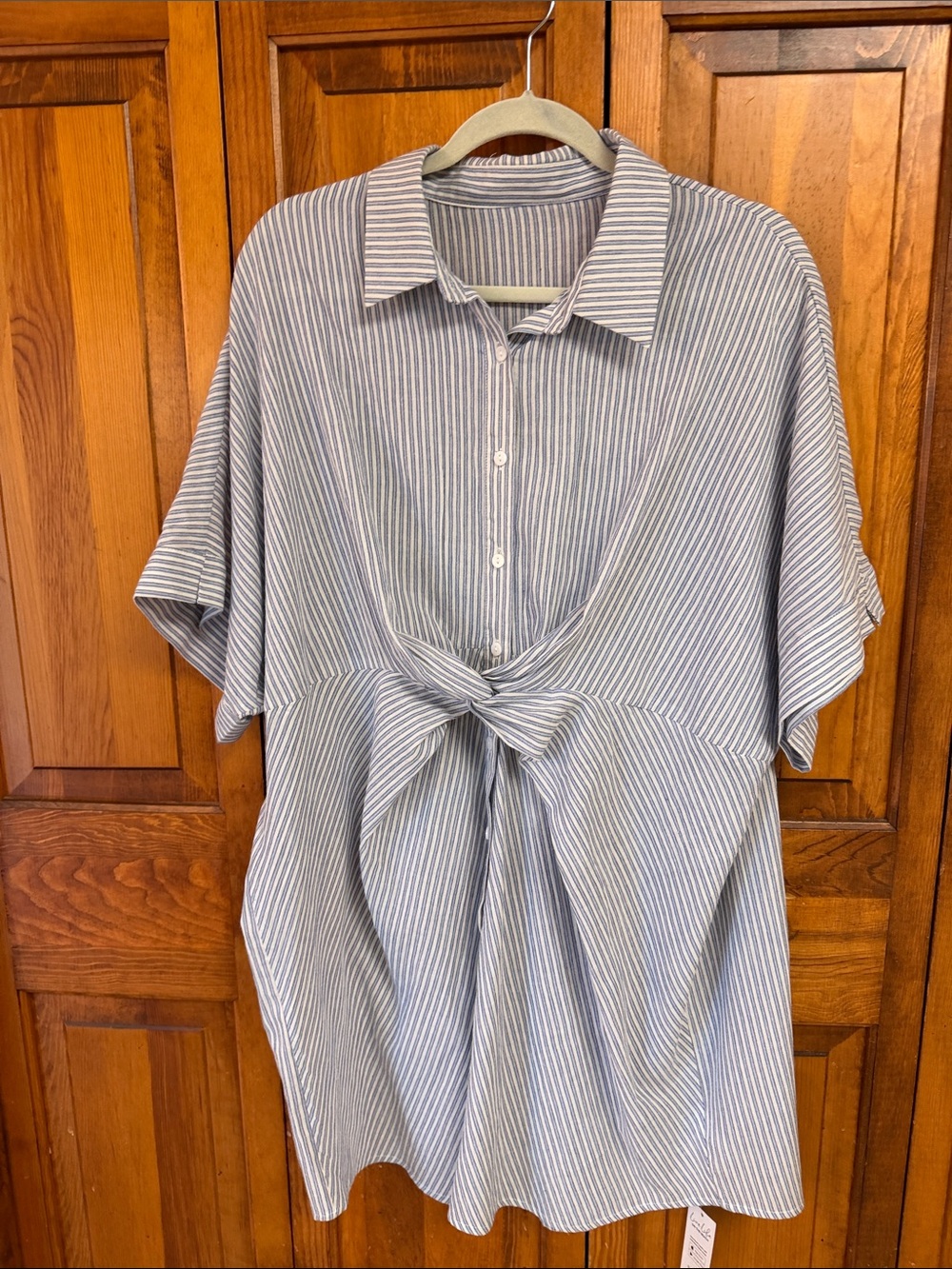 Cupshe Analia Dolman Sleeve Stripe Shirt Collar Dress Beachy Coverup NWT XL - Picture 5 of 11